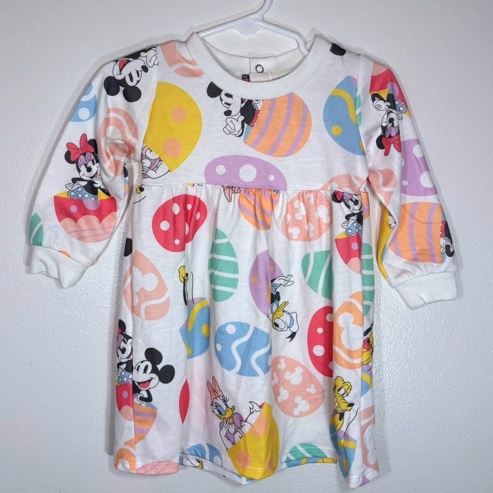 Disney Baby Mickey Minnie Mouse Easter Egg Long Sleeve Dress 12M